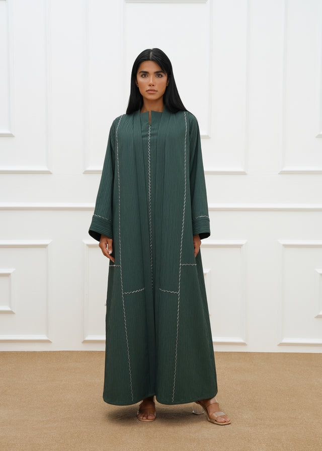 Clara Embroidered abaya  with dress (SET)