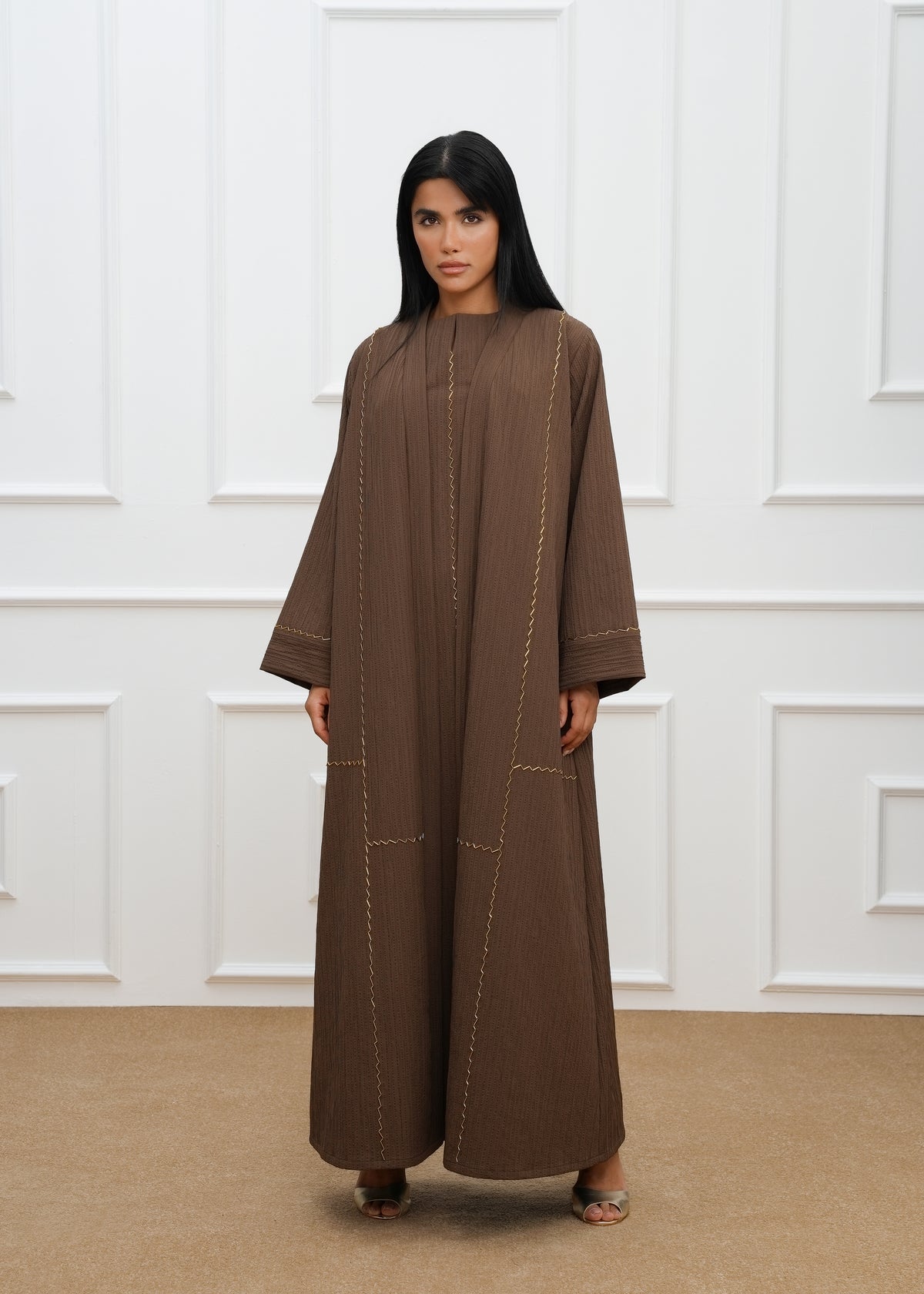 Clara Embroidered abaya  with dress (SET)