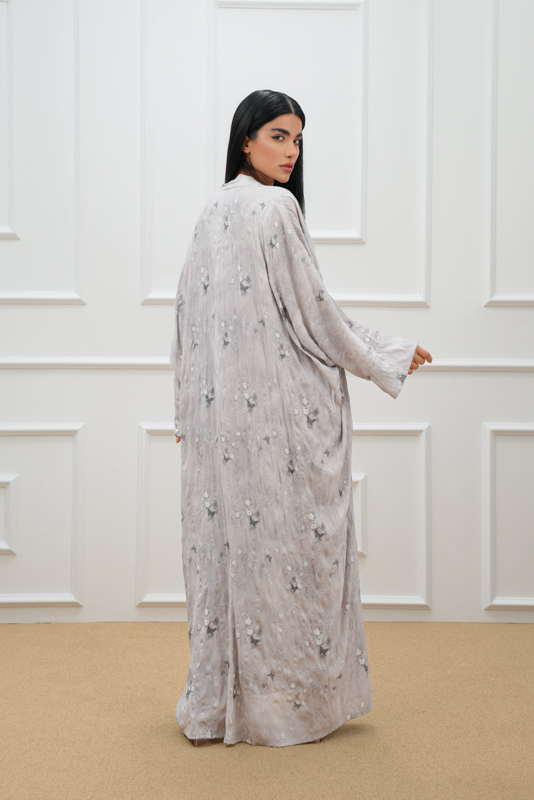 Textured Printed farasha cut abaya
