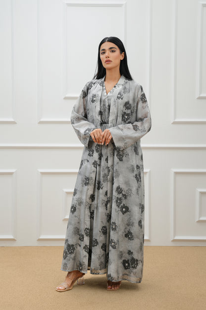 Rose embroidered cotton abaya