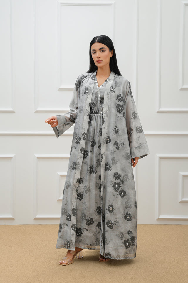 Rose Embroidered Abaya Set