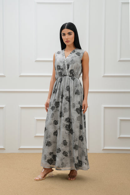 Rose Embroidered Abaya Set