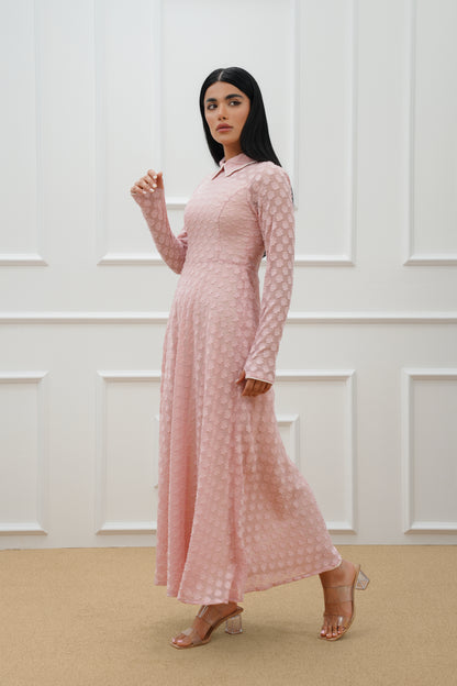 Collared shirt chiffon dress
