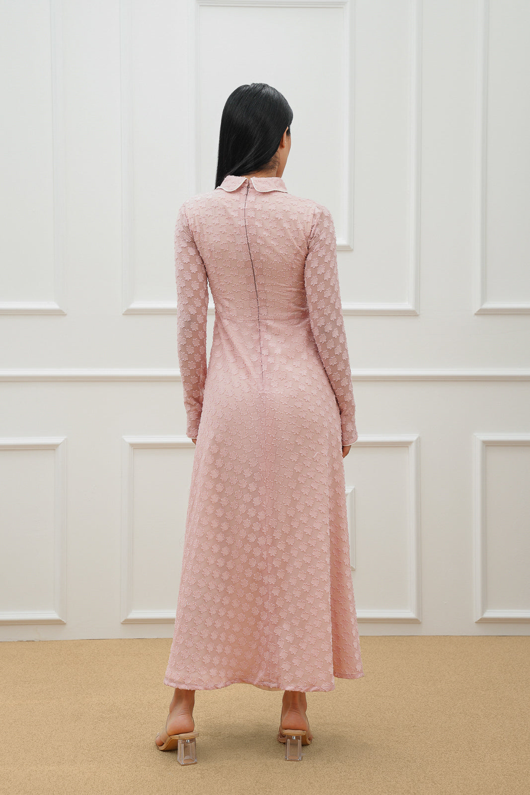 Collared shirt chiffon dress