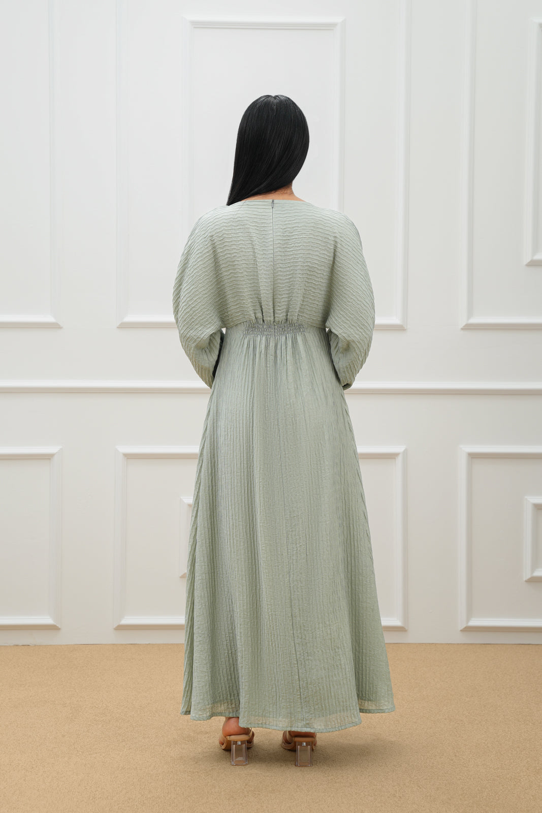 Butterfly cut full sleeves dress