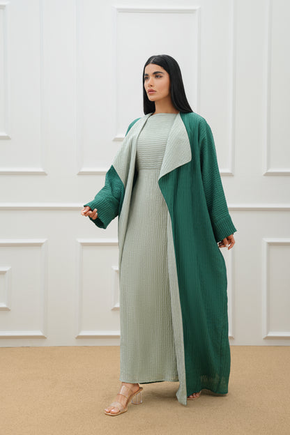 Two tone jacquard farasha abaya