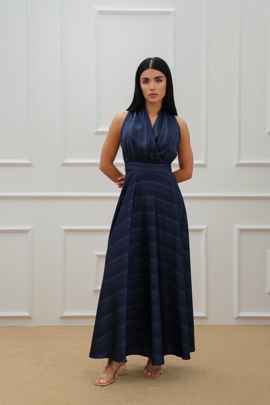 Stripe Silk Farasha Abaya Set