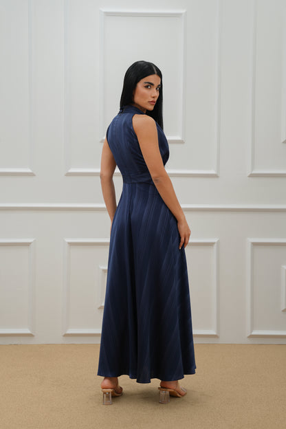 Halter neckline silk dress
