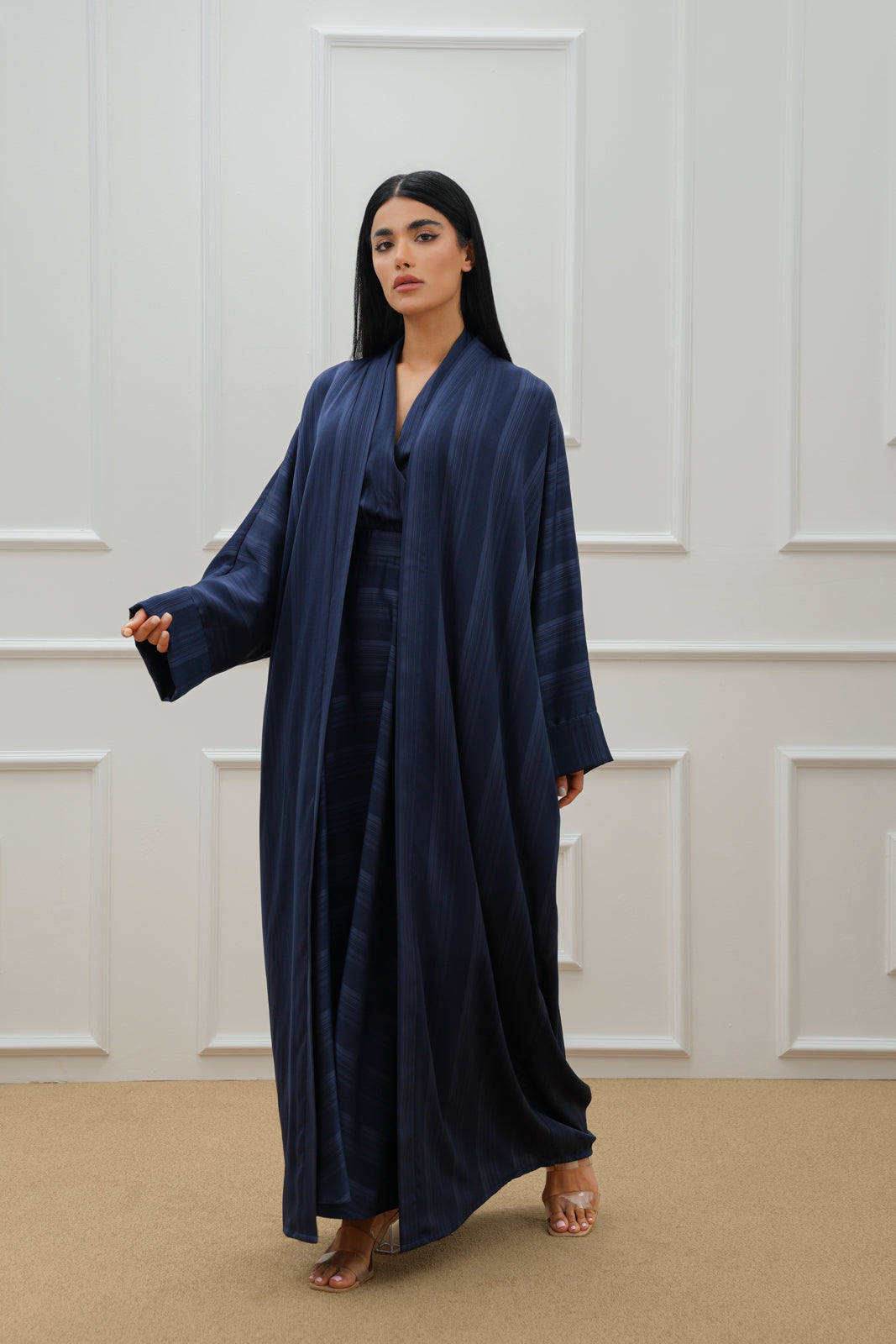 Stripe Silk Farasha Abaya Set