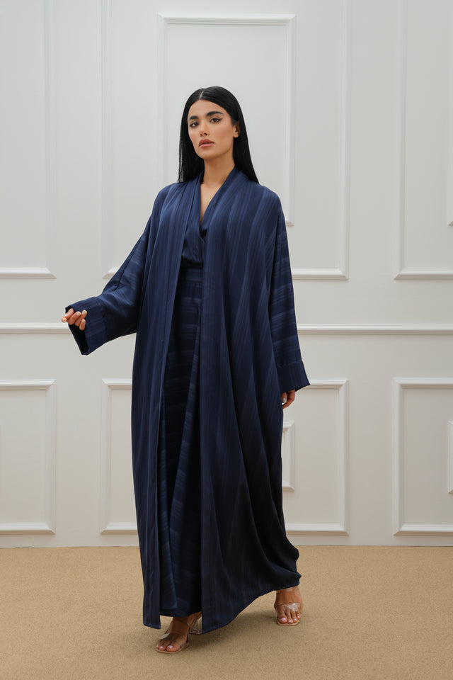 Stripe Silk Farasha Abaya Set