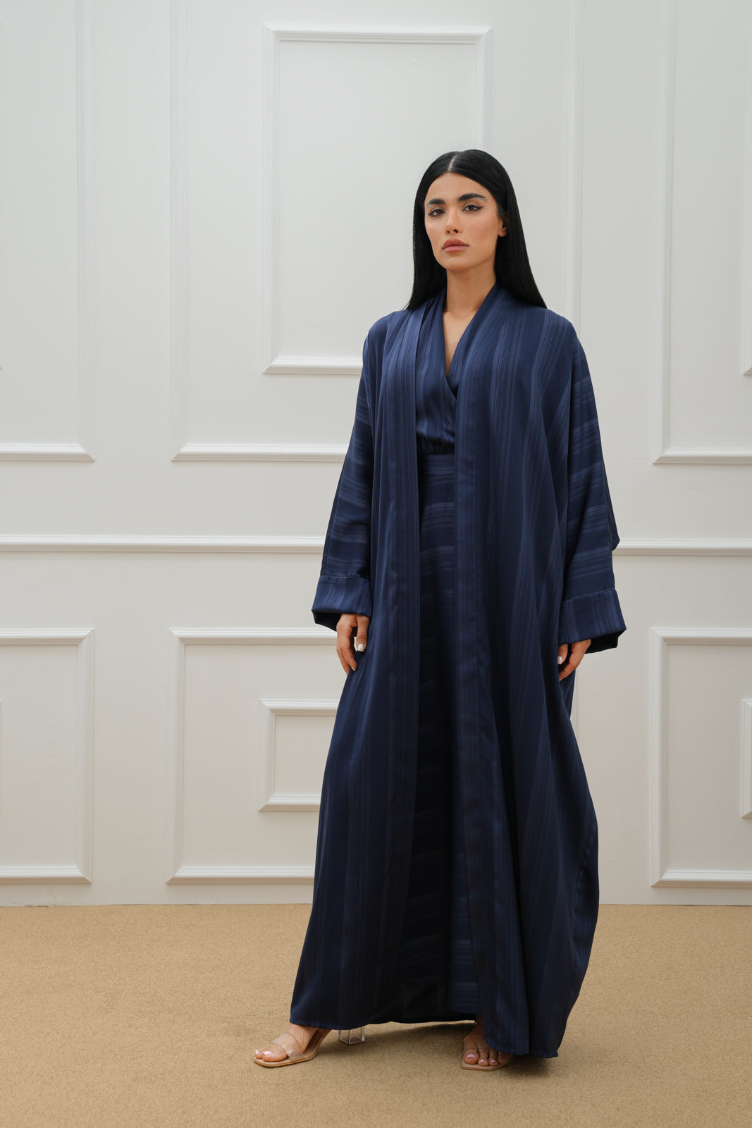 Stripe silk farasha abaya