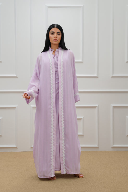 Checkered lace organza Abaya
