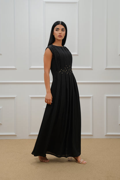 Embroidered Front Pleated Dress