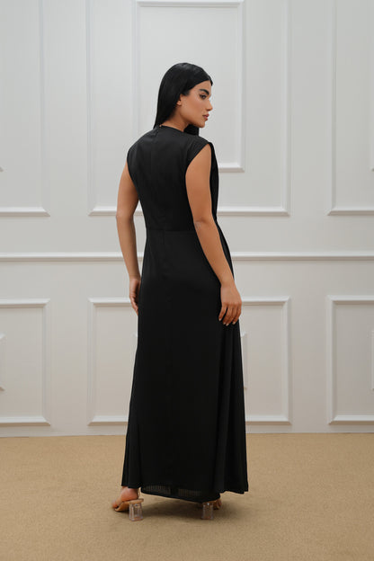 Embroidered Front Pleated Dress