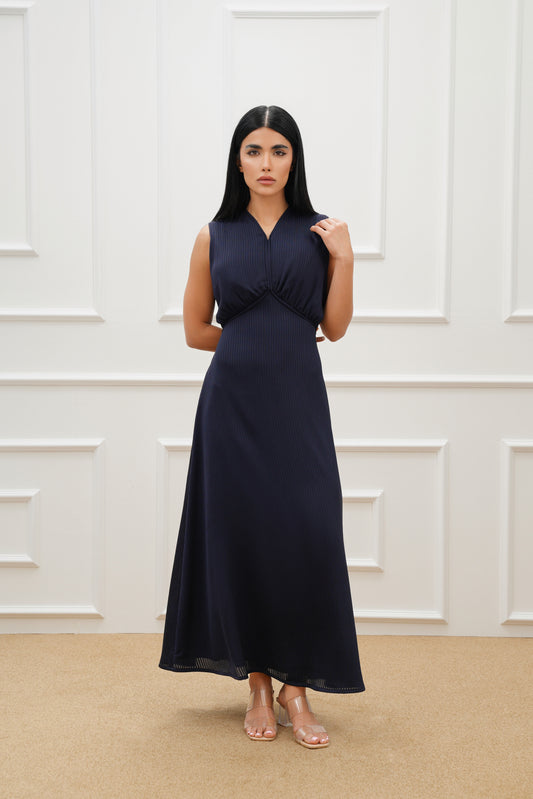 Gathered detail sleeveless dress