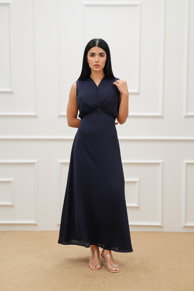 Gathered detail sleeveless dress