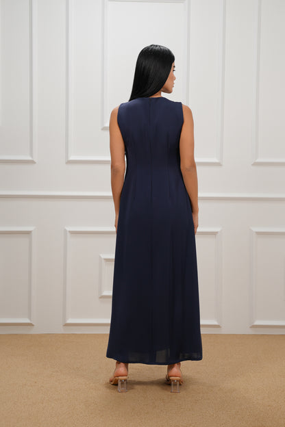 Stone pleated detail dress