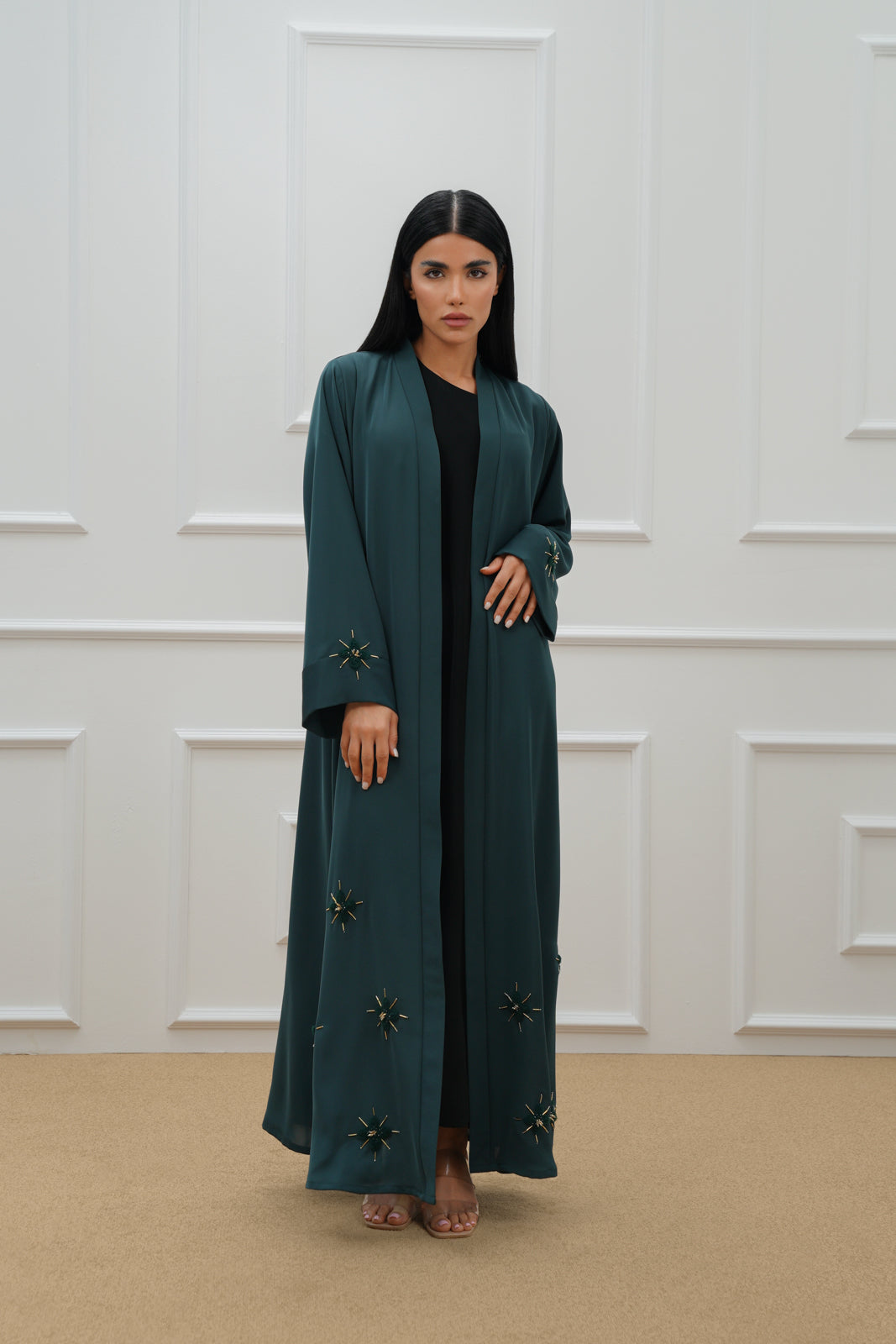 Embroidered floral abaya
