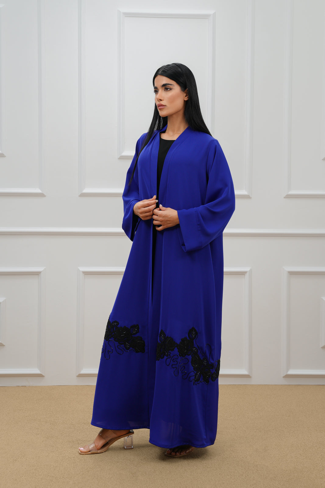 Embroidered lace abaya