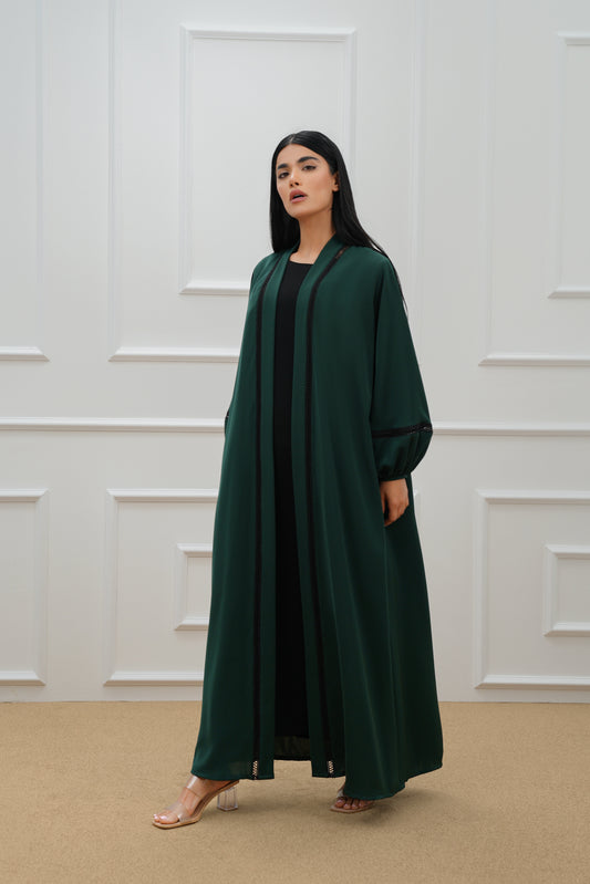 Two tone lace abaya