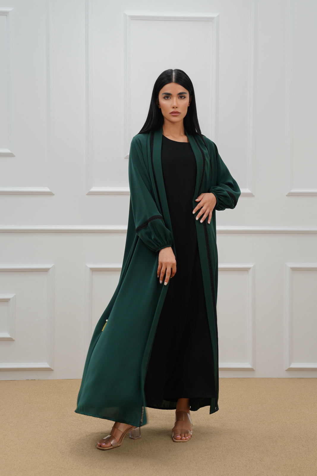 Two tone lace abaya