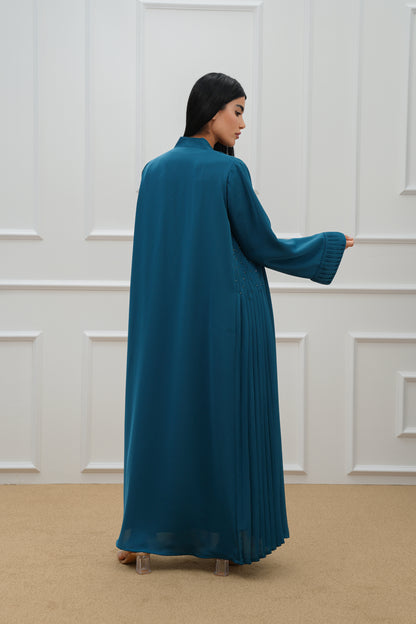 Side embroidered pleated abaya