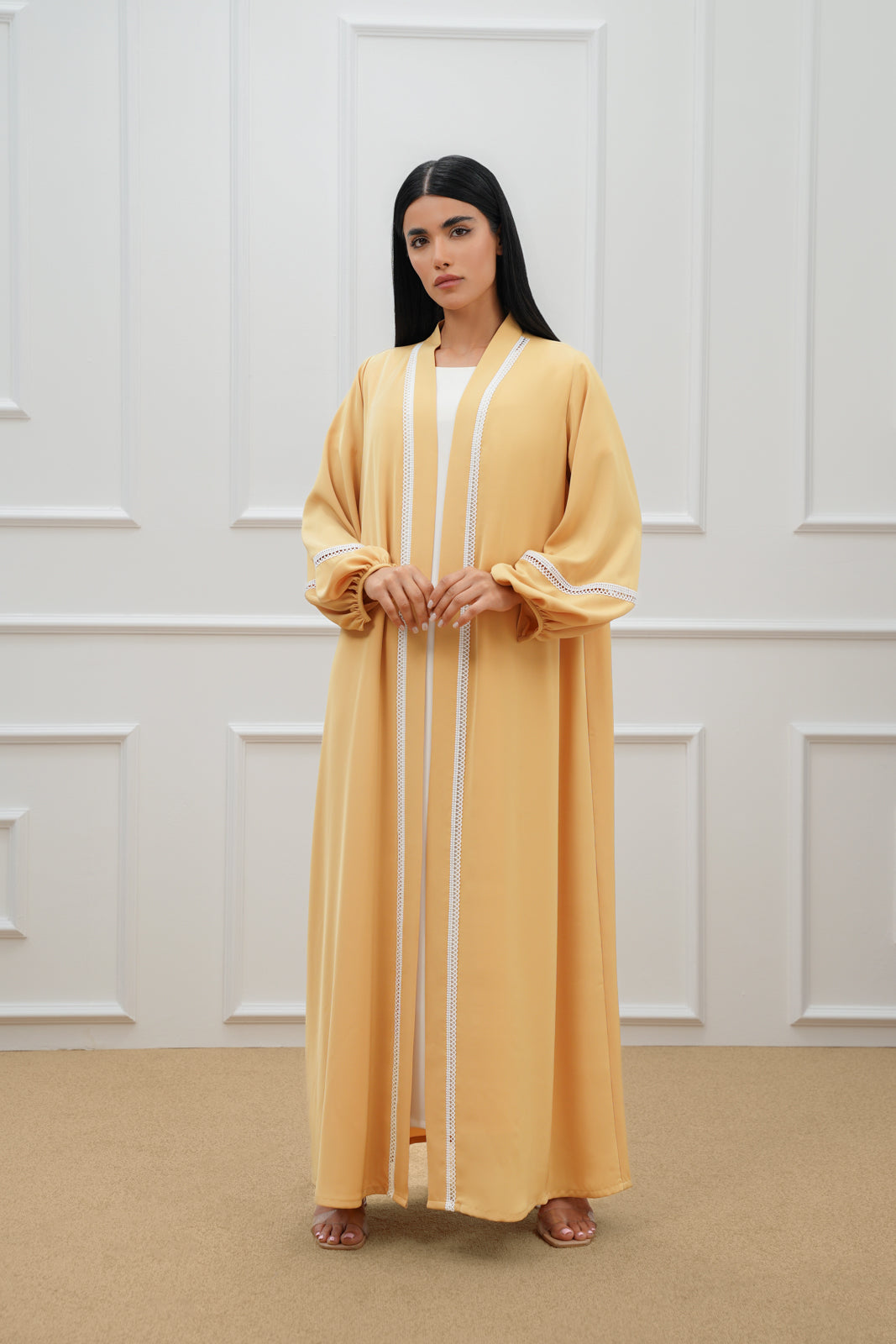 Two tone lace abaya
