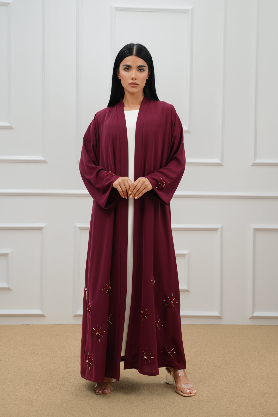 Embroidered floral abaya