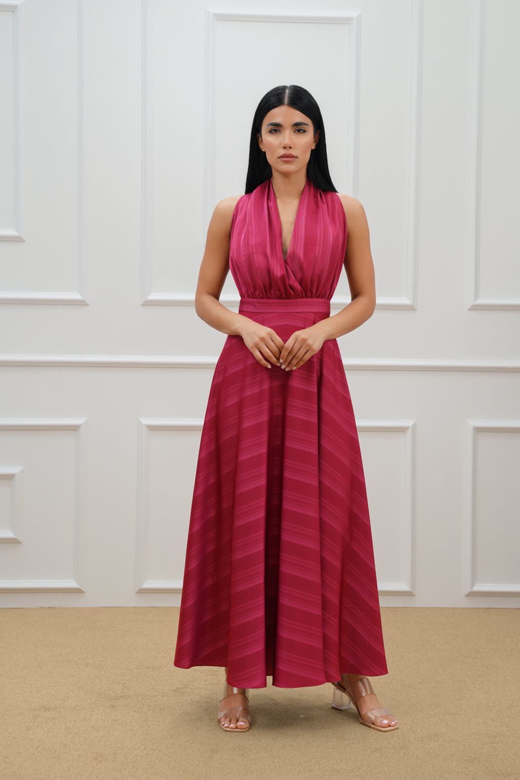 Stripe Silk Farasha Abaya Set