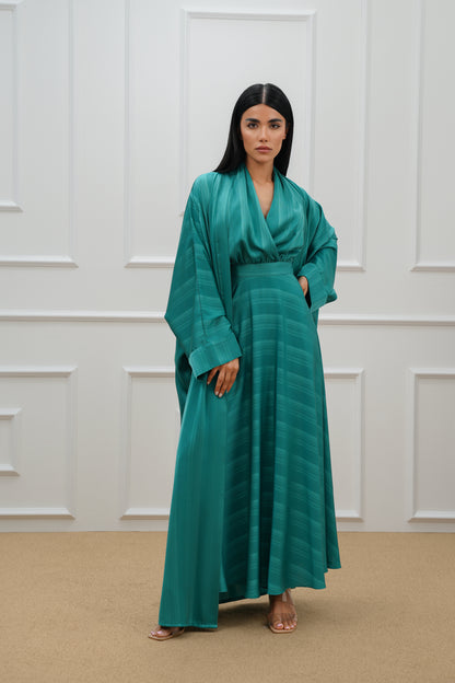 Stripe Silk Farasha Abaya Set