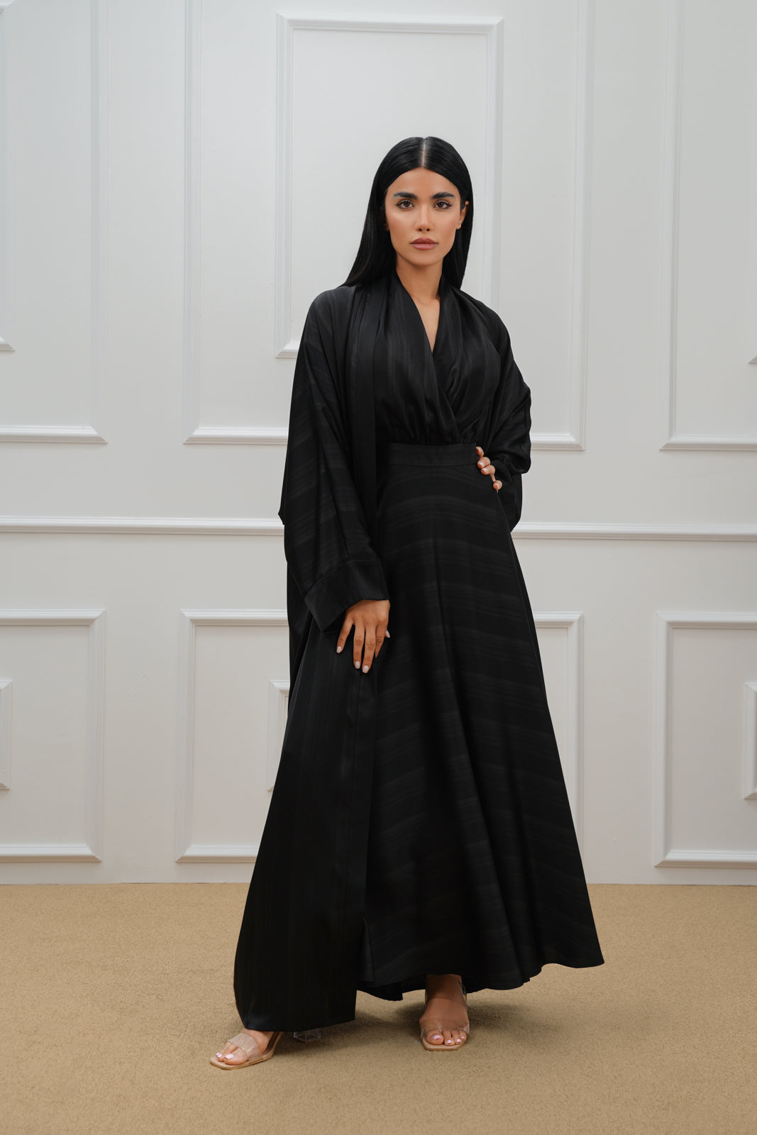 Stripe Silk Farasha Abaya Set