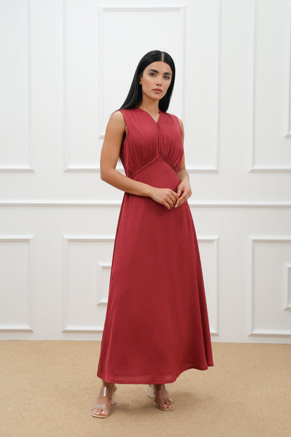 Gathered detail sleeveless dress