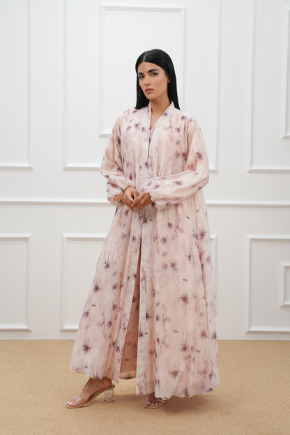 Floral Abaya & Corset Dress Set