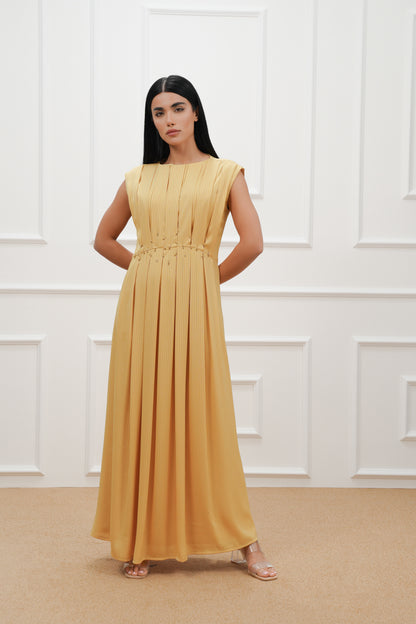Embroidered Front Pleated Dress