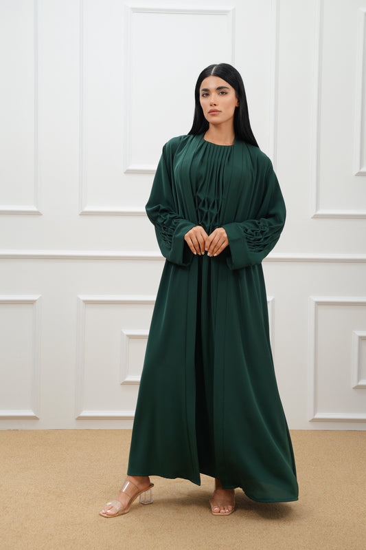 Stone and pleated Detail Abaya