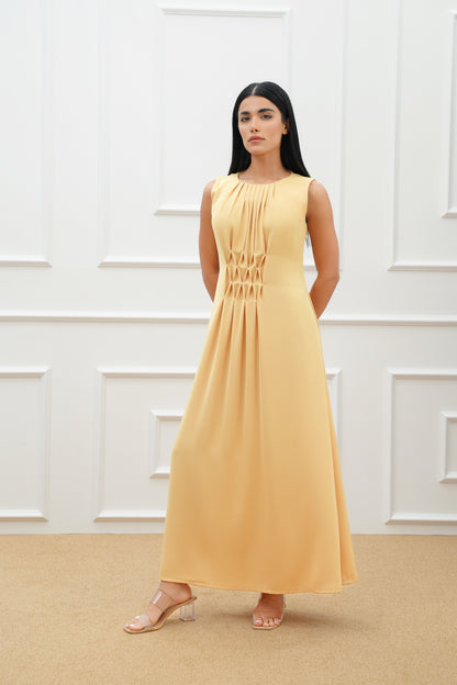 Stone pleated detail dress