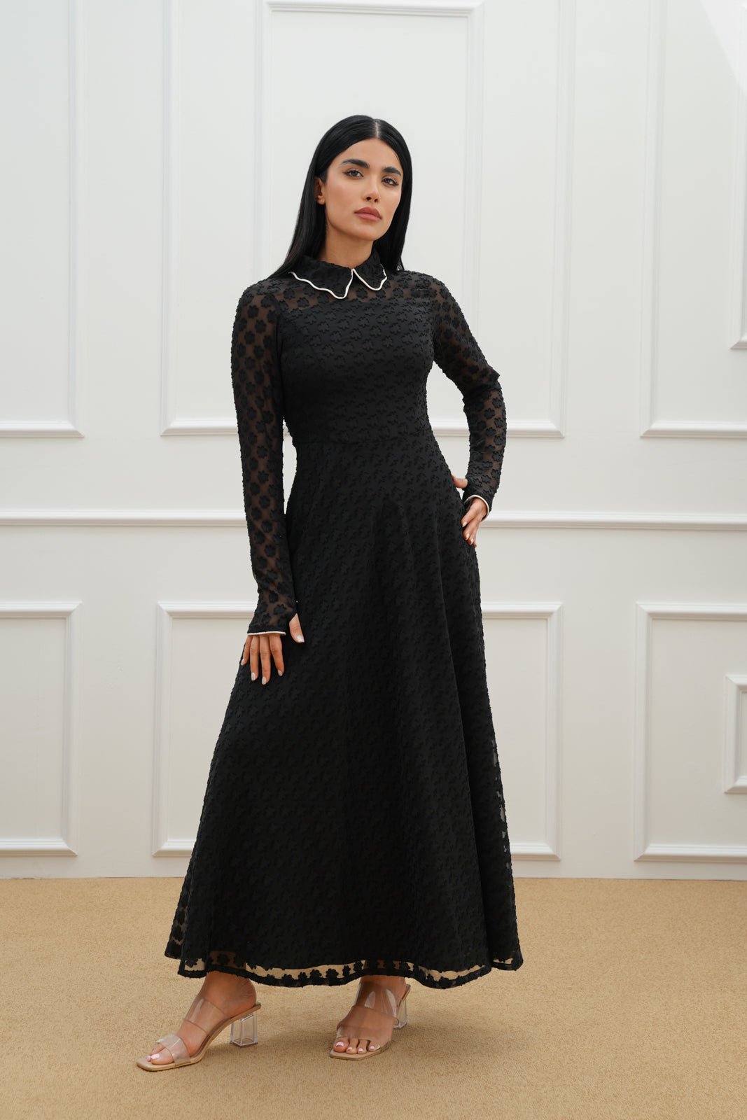 Floral Chiffon Abaya Set