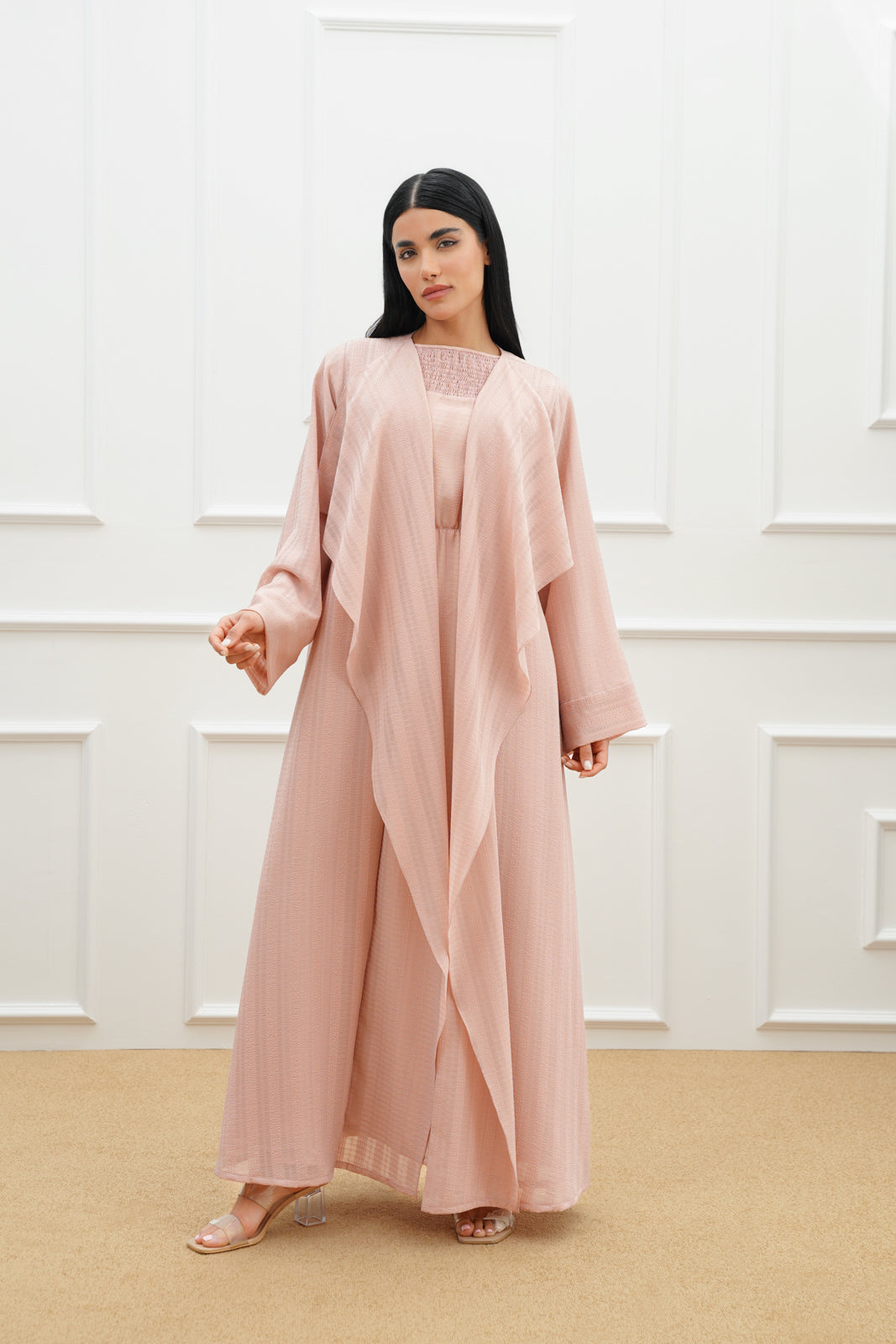 Goemetric checkered organza abaya