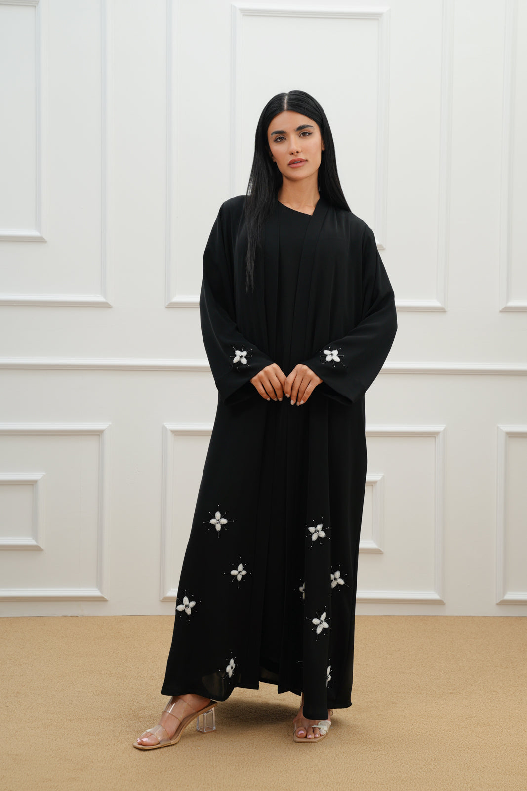 Embroidered floral abaya