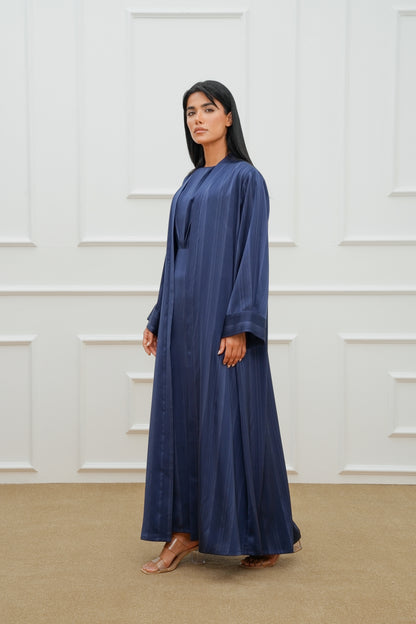 Sleeve Detail Stripe Silk Abaya