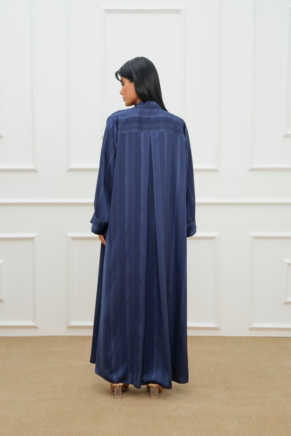 Sleeve Detail Stripe Silk Abaya