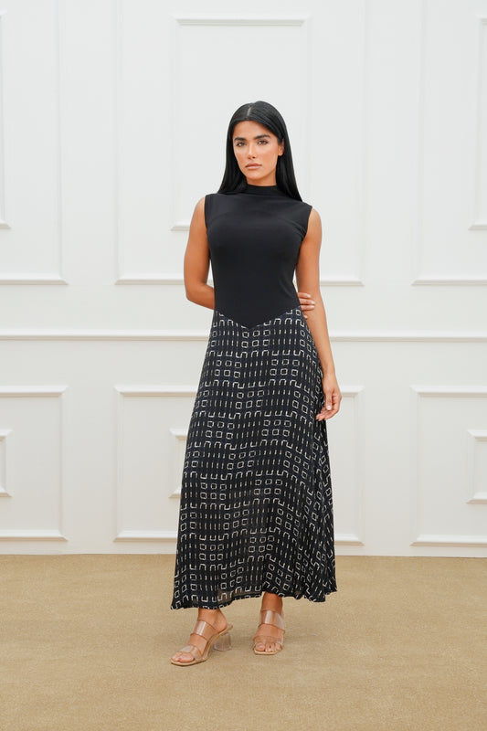 High Neck Two-Tone Dress