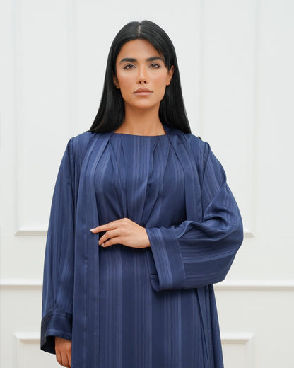 Sleeve Detail Stripe Silk Abaya