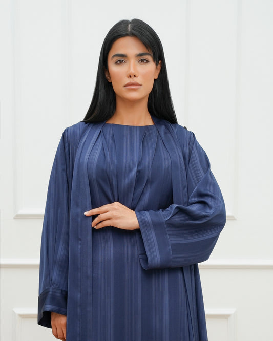 Sleeve Detail Stripe Silk Abaya