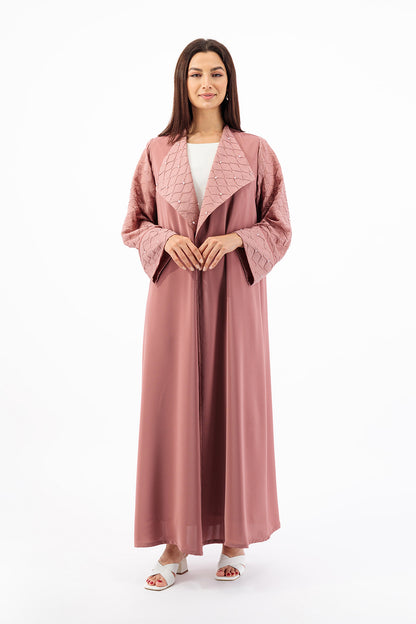 Wide collar diamond textured abaya