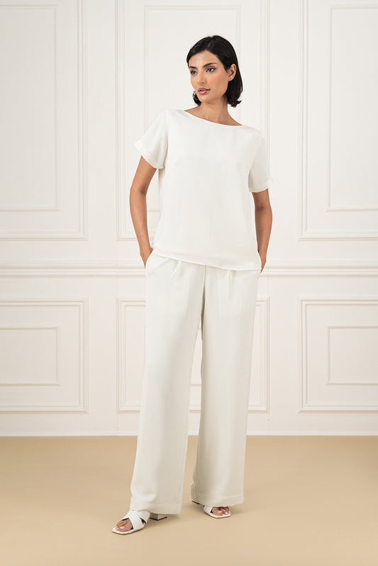 Wide-Leg fit fluid crepe trouser