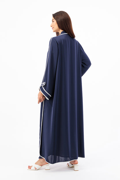 Contrast piping with overlapped side Abaya