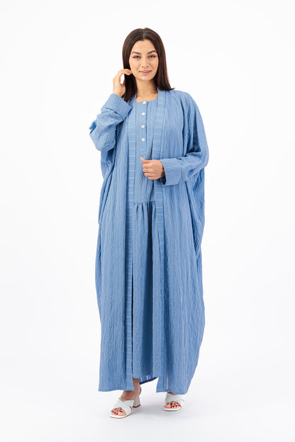 Striped Farasha cut abaya and dress (SET)