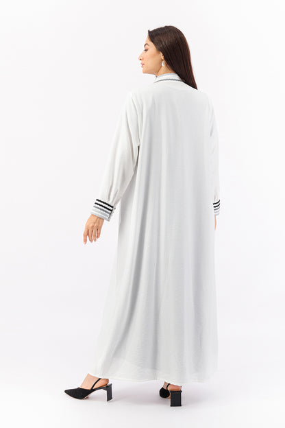 Linen ombre trim detail Abaya