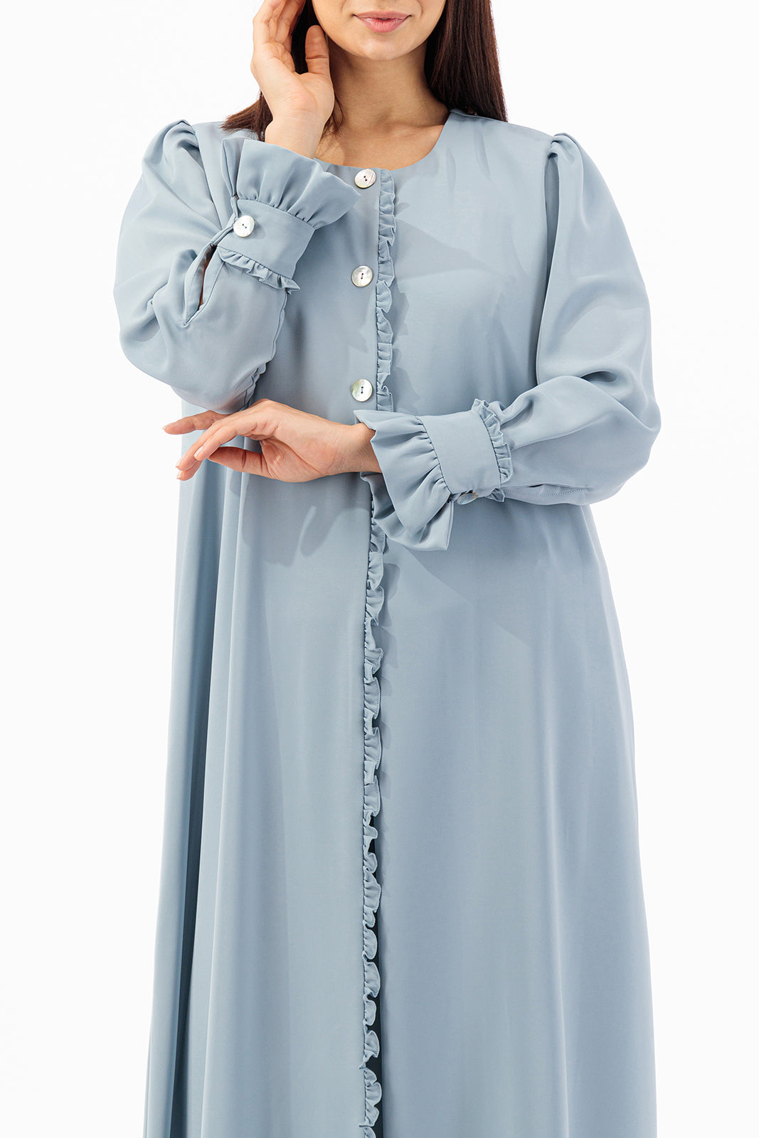 Ruffled overlapped Abaya
